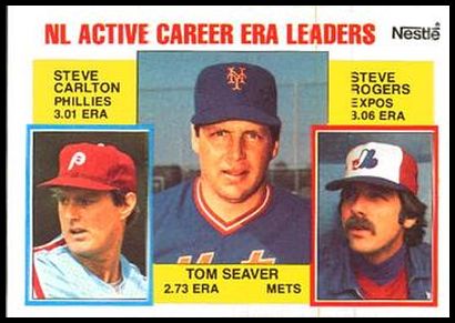 708 NL Active Career ERA Leaders Tom Seaver Steve Carlton Steve Rogers